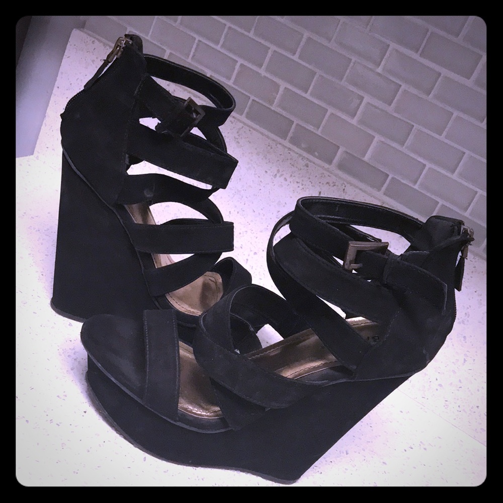 Black high wedges